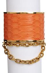 Natalie Snake Embossed Chain Open Cuff