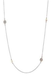 Rhodium & 14K Gold Plated Sterling Silver Anniversary Oval Station Necklace