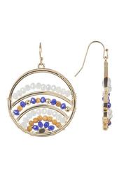 Wire-Wrapped Faceted Bead Detail Round Earrings