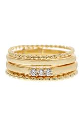 Textured Stackable Band Ring - 4-Piece Set
