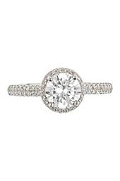Sterling Silver Round Cut Brilliant CZ Bead Set Ring