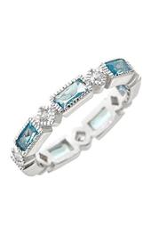 Sterling Silver Blue Topaz CZ Victorian Band Ring