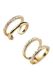 Stackable Open Band CZ Midi Ring 2-Piece Set