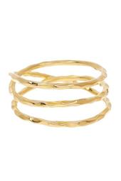 14K Yellow Gold Plated Sterling Silver Textured Triple Ring