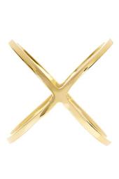 Polished 14K Gold Plated Sterling Silver Crisscross Ring