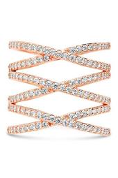 14K Rose Gold Plated Sterling Silver Multi Criss Cross Ring
