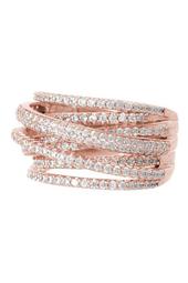 14K Rose Gold Vermeil CZ Pave Curved Band Ring