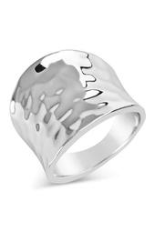 Sterling Silver Hammered Concave Ring