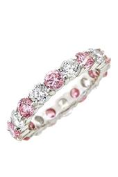 Sterling Silver Round Pink CZ Full Circle Celebration Band Ring