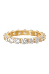 14K Gold Plated Sterling Silver CZ Tennis Ring