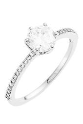 Prong Set CZ Solitaire & Pave Ring - Size 7