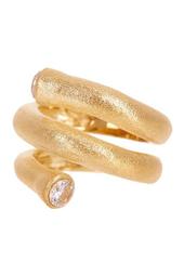 18K Gold Clad CZ Ends Satin Swirl Ring