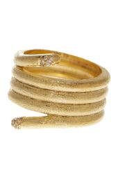18K Yellow Gold Clad Simulated Diamond Accent Satin Band Ring