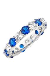 Sterling Silver Blue Sapphire CZ Eternity Band Ring