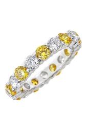 Sterling Silver Canary CZ Celebration Band Ring