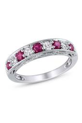 Sterling Silver Created Ruby & Created White Sapphire Fashion Ring