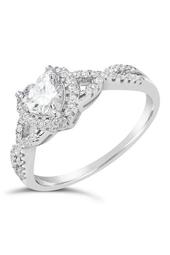 Sterling Silver Twisted Heart CZ Ring