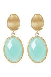 18K Yellow Gold Clad Faceted Mint Chalcedony Crystal Drop Earrings
