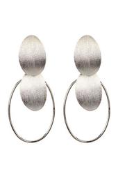 White Rhodium Clad Concave Disc Cascading Dangle Earrings
