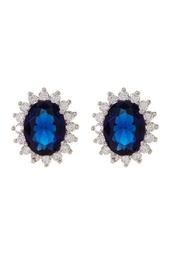 Sterling Silver Simulated Sapphire Blue CZ Earrings