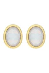 Bezel Set Faceted Stone Stud Earrings