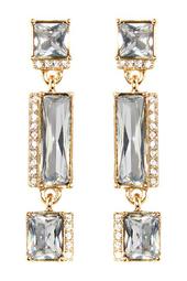Pave & Faceted Crystal Linear Drop Earrings