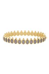 14K Gold Plated Sterling Silver Contemporary Deco Marquee Bracelet