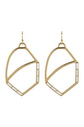 Crystal Accented Cutout Oval Drop Earrings