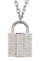 Swarovski Crystal Pave Lock Pendant Necklace