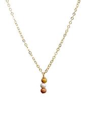 14K Yellow Gold Plated Sterling Silver 3 Wishes Beaded Vertical Pendant Necklace