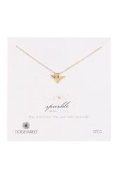 14K Yellow Gold Plated Sterling Silver Sparkle With Love Heart & Wings Pendant Necklace