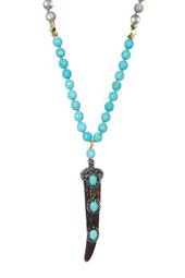 Turquoise Horn Pendant Necklace