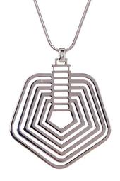 Multi-Line Pentagon Pendant Necklace