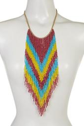 Multicolor Beaded Fringe Necklace