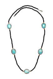 Turquoise Gemstone and Beaded Chain Spacer Necklace