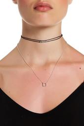 Studded Choker & Diamond Layer Necklace Set