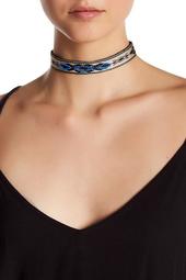 Blue Beaded Embroidered Choker