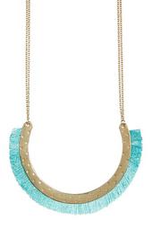 Turquoise Curved Fringe Pendant Necklace