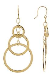 Gold-Tone Hammered Multi Circle Drop Earrings