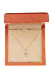 18K Gold Vermeil Crystal Detail Cross & Circle Pave Necklace