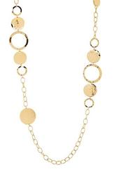 Gold-Tone 36" Hammered Disc Station Necklace