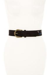 Embroidered Studded Faux Leather Belt