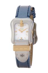 Women's B. Fendi Diamond Accented Leather Strap Watch - 0.02 ctw
