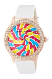 Women's Candy Stop Crystal Croc Embossed Leather Watch