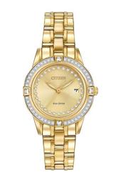Women's Eco-Drive Silhouette Crystal Gold-tone Bracelet Watch