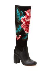Leigh Knit Floral Knee High Boot
