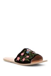 Bertie Leather Embroidered Slide Sandal