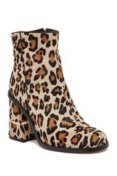 Nora Leopard Print Genuine Calf Hair Ankle Boot
