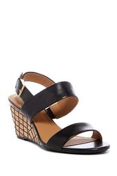 Peony Leather Grid Wedge Heel Sandal