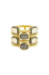 Gilded Cable Stone & Pavé Cage Ring